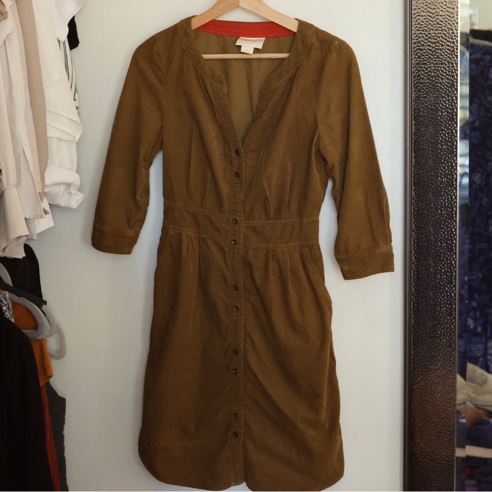 Anthropologie Maeve Corduroy Brown Dress | Size 0